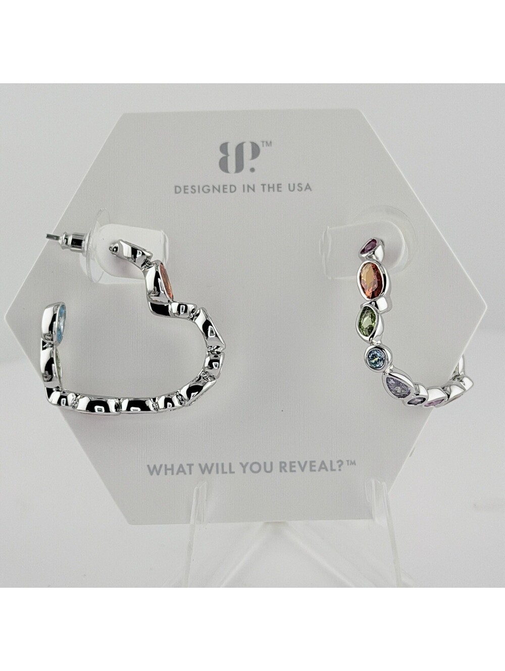 Bomb Party "Everyon'e's Hunting Her" Heart Hoops on Rhodium (Autism Awareness)